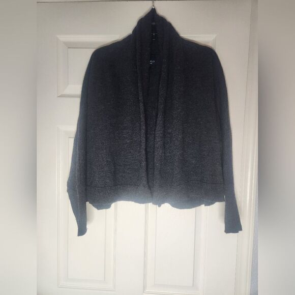 CynthiaRowley M CharcoalGray100% MerinoWool ShawlCollarLgslvOpened WomenCardigan - Picture 1 of 5